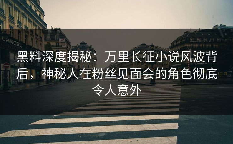 黑料深度揭秘：万里长征小说风波背后，神秘人在粉丝见面会的角色彻底令人意外