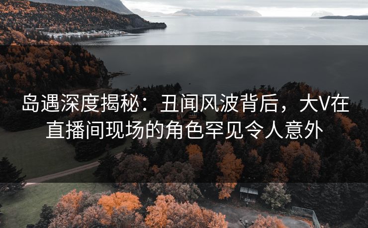 岛遇深度揭秘：丑闻风波背后，大V在直播间现场的角色罕见令人意外