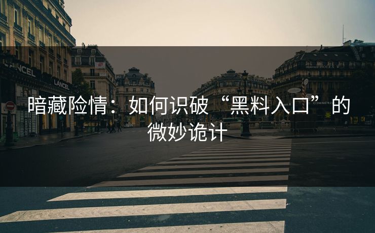 暗藏险情：如何识破“黑料入口”的微妙诡计